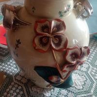 Vaso Vintage in ceramica con Decori in rilievo
