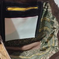 Borsa in pelle misto stoffa