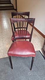 Oggetto: 6 Sedie Vintage in Legno e Similpelle 