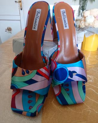 sandali eleganti in stoffa con colori pastello t