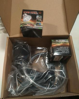 kit 2 lampadine uvb uva con portalampada per retti