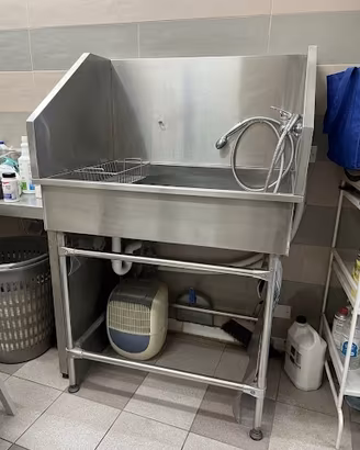 Vasca in acciaio inox per toelettatura cani