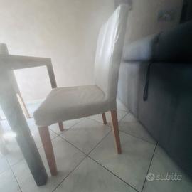 Set 4 sedie imbottite con fodera grigio chiaro