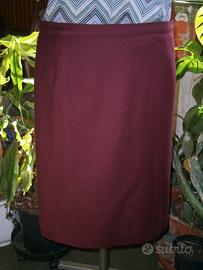 Gonna bordeaux diritta di lana,foderata XL