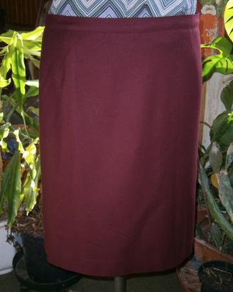 Gonna bordeaux diritta di lana,foderata XL