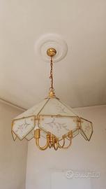 Lampadario Vintage Vetro ed ottone 