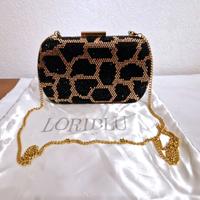 Pochette rigida Loriblu con strass, nero e oro