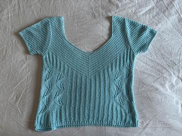 top da donna in maglia traforata