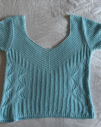 top da donna in maglia traforata