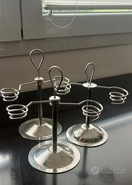 3 porta cono gelato doppio in inox