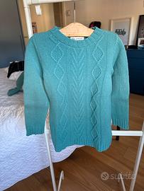 Maglioncino verde Tiffany 100%lana merino