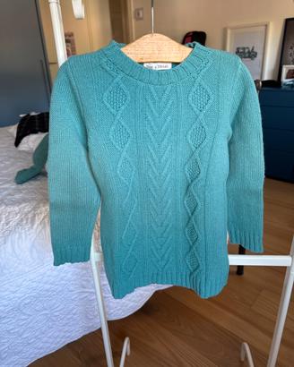 Maglioncino verde Tiffany 100%lana merino