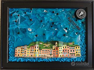 Quadro Bottiglia Gin Portofino, con resina