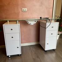 TAVOLO MANICURE CON DUE CASSETTIERE,CON ASPIRATORE