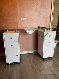 TAVOLO MANICURE CON DUE CASSETTIERE,CON ASPIRATORE