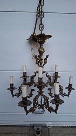 Lampadario ottone massiccio 9 luci
