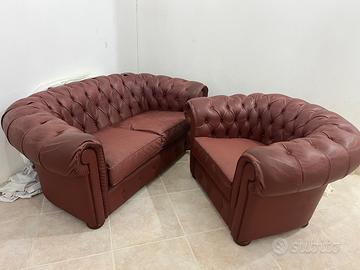 Salotto in pelle usato in buone condizioni