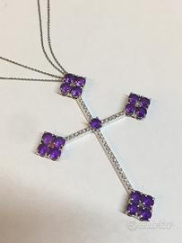 Collanina e pendente croce in oro bianco