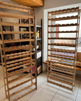 Coppia rastrelliere in legno per bottiglie