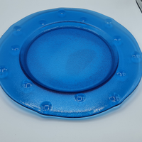 Vassoio nuovo vetro blu Maestri Vetrai.Diam. 34 cm