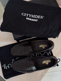 Mocassini Sebago neri Citysides pelle martellata