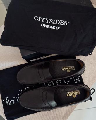 Mocassini Sebago neri Citysides pelle martellata