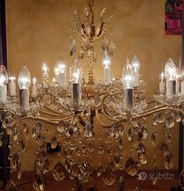 LAMPADARIO 24 LUCI CON GOCCE DI CRISTALLO 