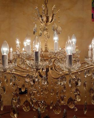 LAMPADARIO 24 LUCI CON GOCCE DI CRISTALLO 