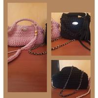 Clutch bag  nera in lycra lavorata a mano