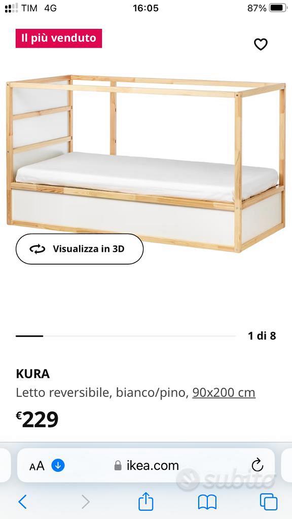 KURA Letto reversibile, bianco, pino, 90x200 cm - IKEA Italia