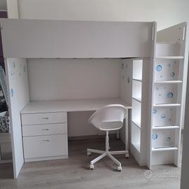 letto a castello  ikea con scrivania e libreria