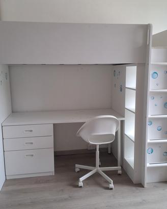 letto a castello  ikea con scrivania e libreria