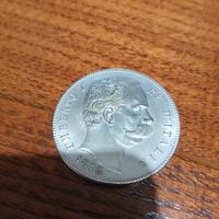 Moneta Umberto I Re d'Italia 1878 - Argento - 5 Li