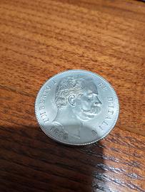 Moneta Umberto I Re d'Italia 1878 - Argento - 5 Li