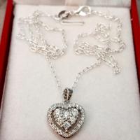 Girocollo puro Argento925 cm45 con cuore zirconi 