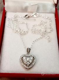 Girocollo puro Argento925 cm45 con cuore zirconi 