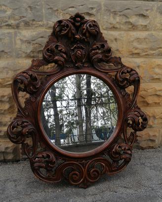 specchio cornice legno decorato