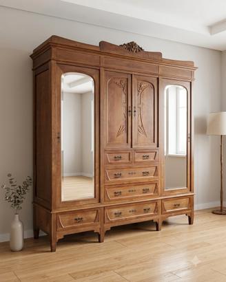 Armadio d'epoca in stile Liberty  Legno massicc