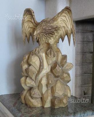 Statua Aquila con Serpente in Legno di Tiglio