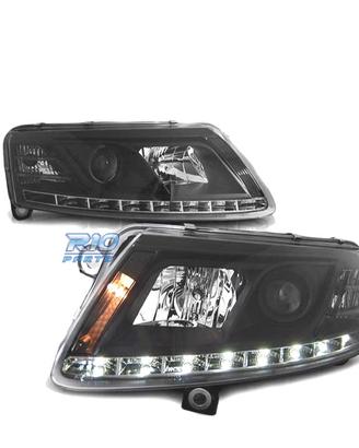 FARI AUDI A6 C6 04-08 CON DRL VERI NERI