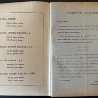 Lancia Fulvia coupè Libretto Uso Manutenzione HF