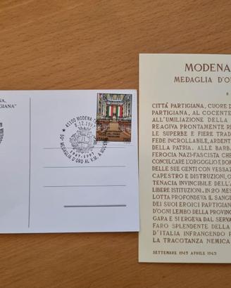 Due Cartoline con annullo  Modena Città Partigiana