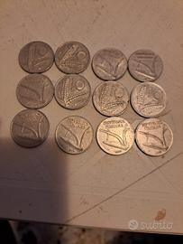 nr.12 monete da 10 lire 1955.