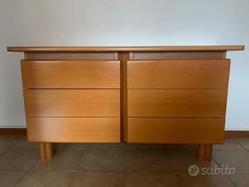 Cassettiera in legno lucido