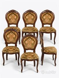 salotto vintage: tavolo rotondo + 6 sedie 
