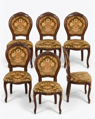 salotto vintage: tavolo rotondo + 6 sedie 