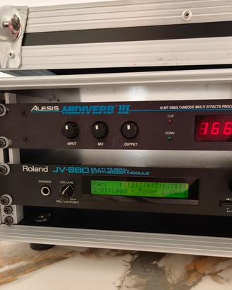 Synth in case rack viaggio con reverber alesis
