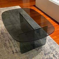 Tavolino da Caffè Ovale in Vetro Temperato nero