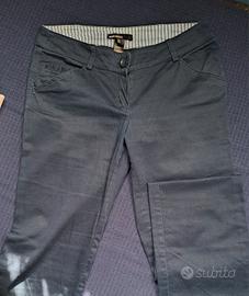 Pantaloni blu vita bassa gamba dritta