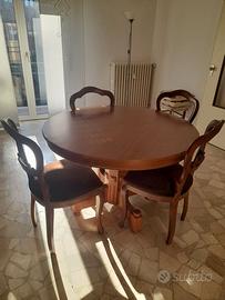 tavolo rotondo allungabile con 4 sedie